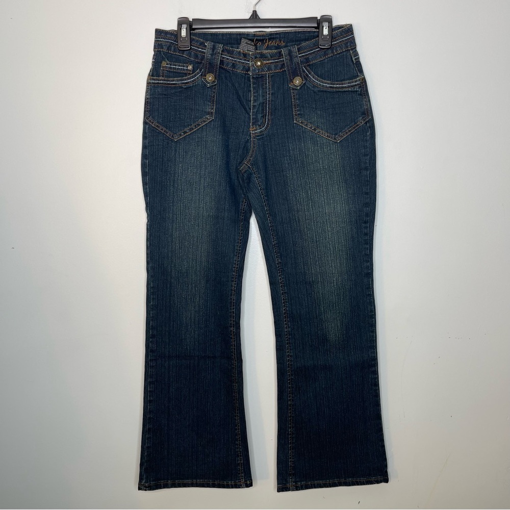 SUKO JEANS Dark Wash Distressed Embroidered Jeans Size 6P